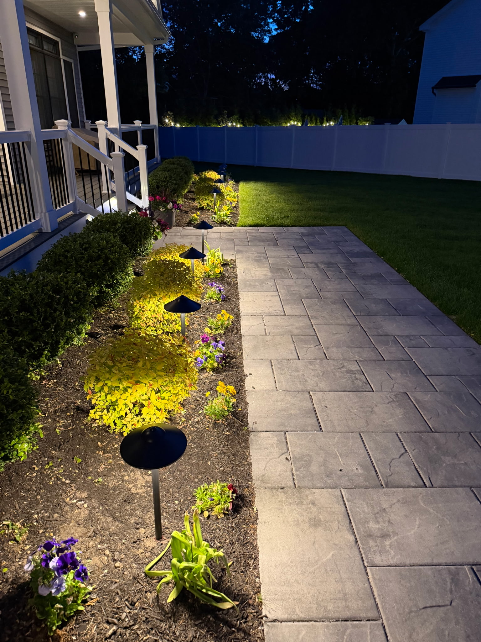 Landscape lighting installation on Long Island by Majestic Ohms